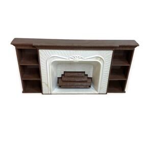 1950s Plasco Miniature Dollhouse Fireplace 1:18 Scale Brown